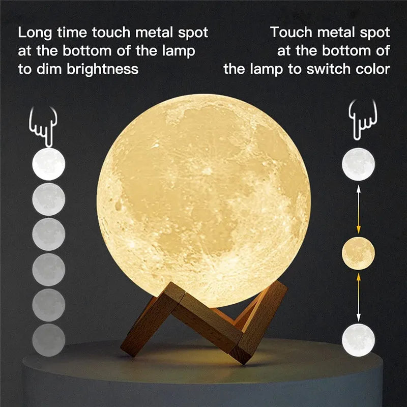 Luna Radiance: 3D Rechargeable Moon Lamp